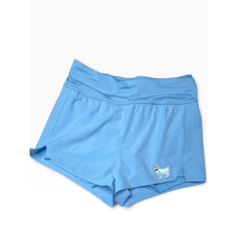 GOAT USA Womens Athletic Running Shorts Blue Zipper Pocket Small T9